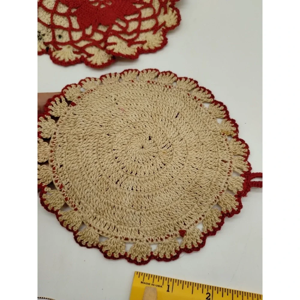 Lot Of 4 Vintage Crocheted Handmade Kitchen Pot Holders